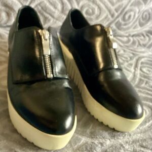 Opening Ceremony Black Leather Platform Slip-On Shoes